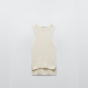 Zara Cream Sleeveless Knit Top